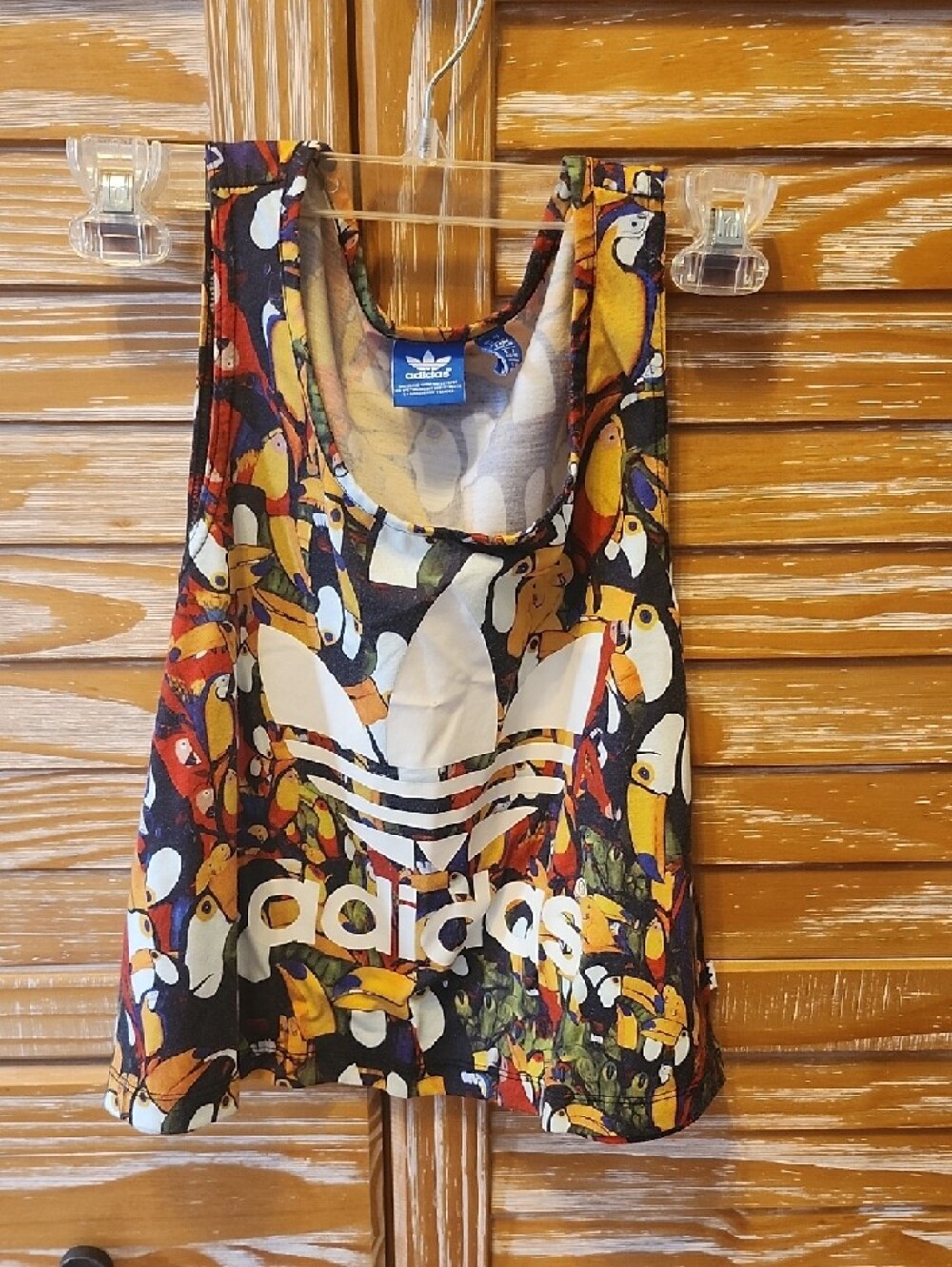 Adidas Multicolor Toucan Print Cropped Tank Top - Picture 6 of 6